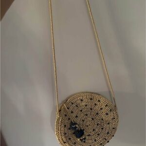 Beige Woven Crossbody Bag